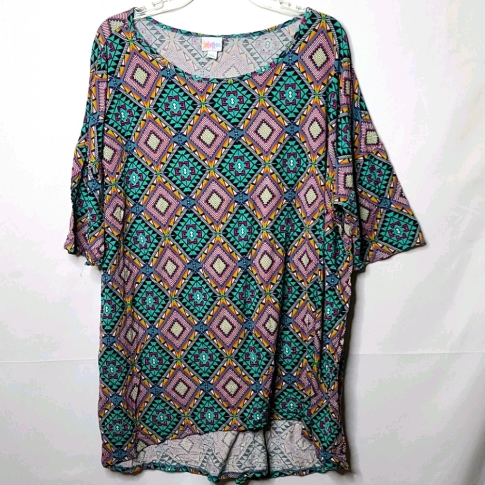 LuLaRoe scoop neck pattern print tunic top sz 2XL